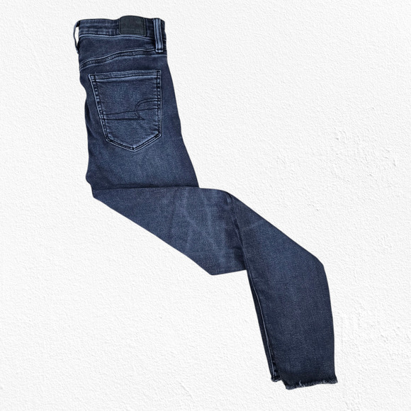 American Eagle Washed Black High Rise Jeggings Super Stretch Skinny Jeans Size 2 - Picture 7 of 9
